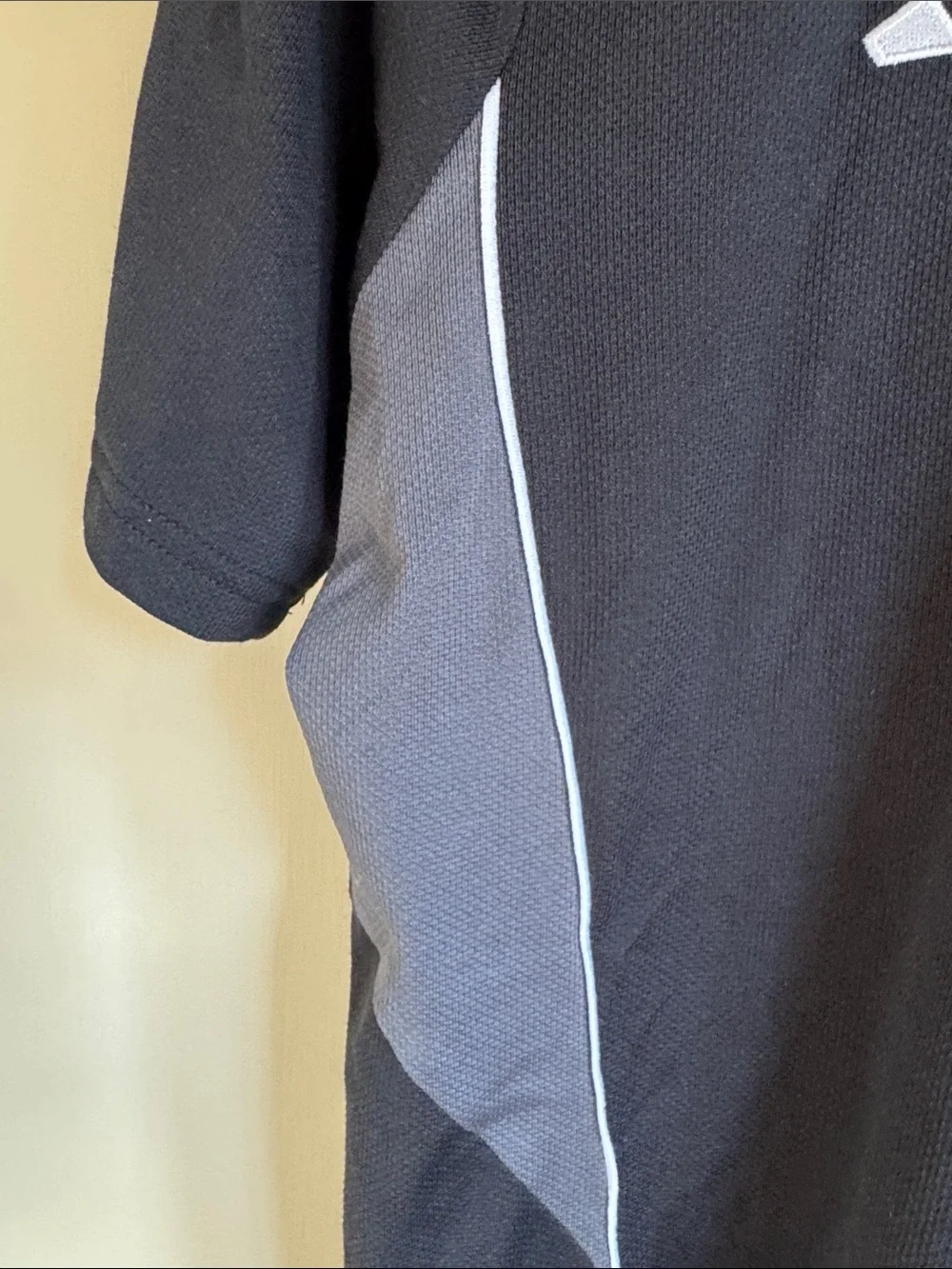adidas Men's Black and White Quakes Polo Shirt